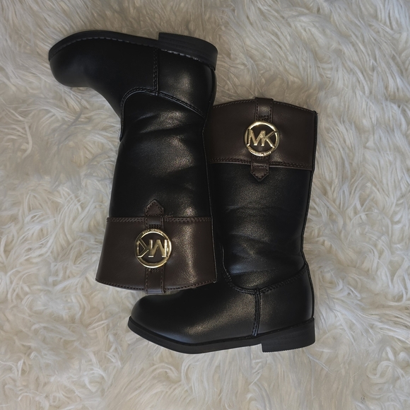 Michael Kors Joslyn Girls Knee High Black Brown Boots Size 2 - Picture 5 of 5
